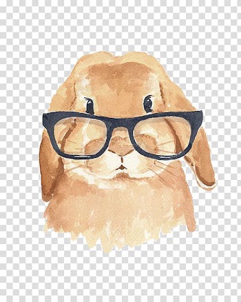 Brown animal wearing eyeglasses illustration, Holland Lop The Rhyming Rabbit Hipster, rabbit transparent background PNG clipart