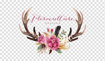 Brown antler with pink flowers, Deer Antler Flower Skull , watercolor leaves transparent background PNG clipart