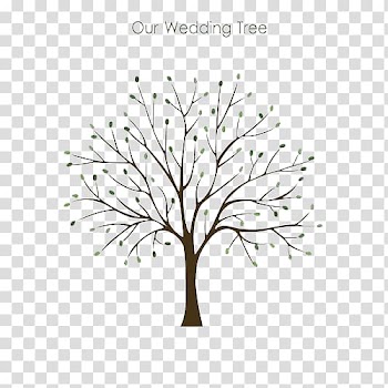 Brown bare tree , Guestbook Wedding Fingerprint Tree, tree of Life transparent background PNG clipart