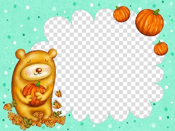 Brown bear holding pumpkin illustration transparent background PNG clipart