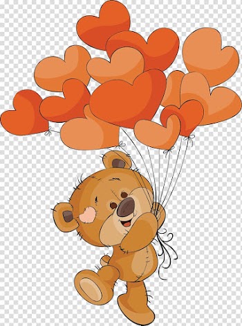 Brown bear illustration, Valentines Day Balloon Illustration, Balloon of love transparent background PNG clipart