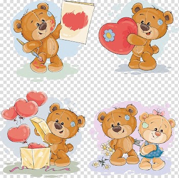 Brown bear paintings, Teddy bear Gift illustration, hand-painted cartoon teddy bear transparent background PNG clipart