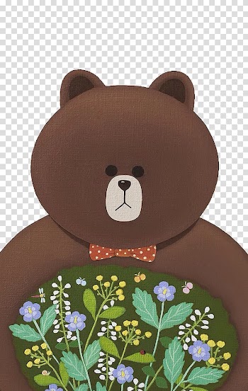 Brown bear Teddy bear , Bear holding flower transparent background PNG clipart