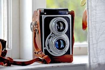 Brown, Black, and Silver Camera