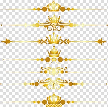 Brown border illustration, Gold, Gold crown decorated dividing line transparent background PNG clipart