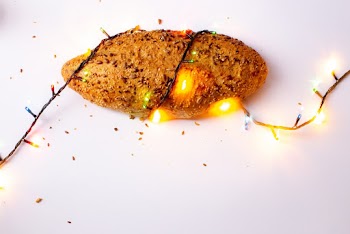 Brown Bread With String Light on White Surface