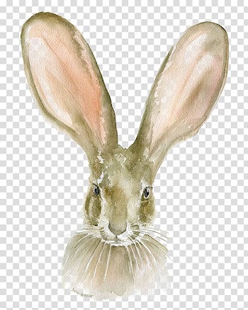 Brown bunny, Watercolor painting Paper Printmaking Printing, Bugs Bunny transparent background PNG clipart