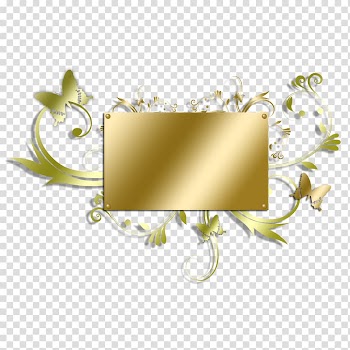 Brown butterfly and board illustration, frame Flower Gold, Golden flower frame transparent background PNG clipart