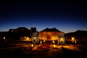 Brown Canopy Tent With Yellow Lights