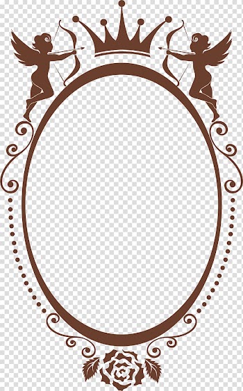 Brown cherubin frame, Valentine's Day Qixi Festival Icon, Coffee crown frame transparent background PNG clipart