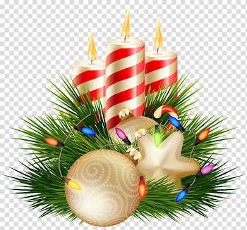 Brown Christmas baubles, Christmas Candle Santa Claus , Christmas Candle Decorative transparent background PNG clipart