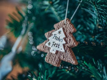 Brown Christmass Tree Ornament in Close-up Photo