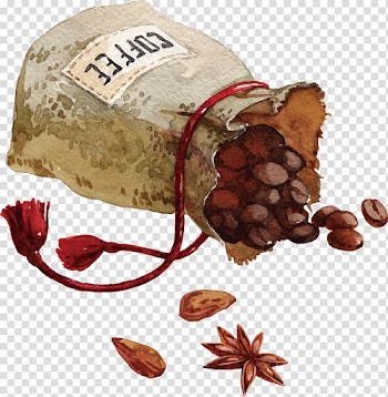 Brown coffee beans and bag , Coffee bean Cafe Watercolor painting, Hand-painted coffee beans transparent background PNG clipart