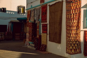 Brown Curtains on Wall ]