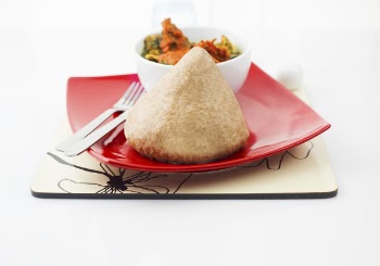 Brown Dish on Square Red Ceramic Plate
