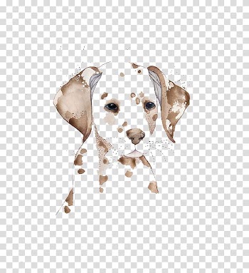 Brown dog illustration, Dalmatian dog Watercolor painting Drawing Illustration, Watercolor spotted dog transparent background PNG clipart