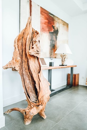Brown Driftwood Art Beside Wall