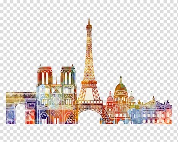 Brown Eiffel tower near city illustration, Paris Watercolor painting, Watercolor painting in Paris transparent background PNG clipart