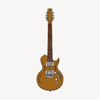 Brown electric guitar clipart, color | Free PSD - rawpixel