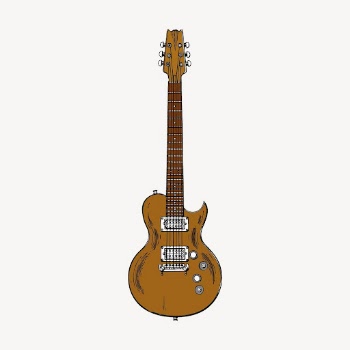 Brown electric guitar clipart, color | Free Vector - rawpixel