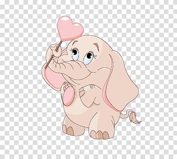 Brown elephant holding pink balloon , Elephant Cartoon , Love baby elephant transparent background PNG clipart