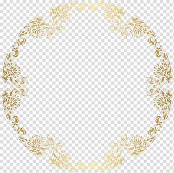 Brown flora border, frame Gold , Round Floral Shadows French Border transparent background PNG clipart