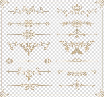 Brown floral border illustration, Jewellery Pattern, European flower vines dividing line transparent background PNG clipart