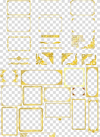 Brown floral borders illustration, Gold Pattern, Golden border transparent background PNG clipart