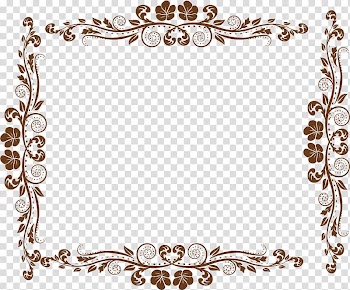 Brown floral frame, Europe frame Ornament, Cute pattern border transparent background PNG clipart