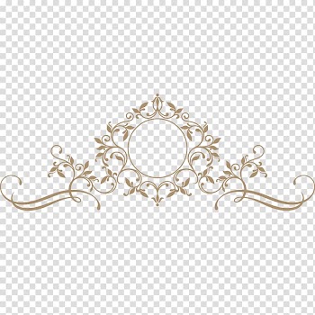 Brown floral framed sticker, Motif, border header box transparent background PNG clipart