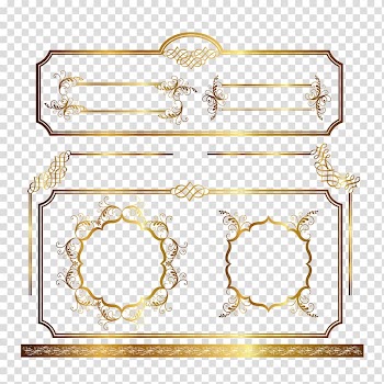 Brown floral illustration, Ornament frame , gold pattern border transparent background PNG clipart