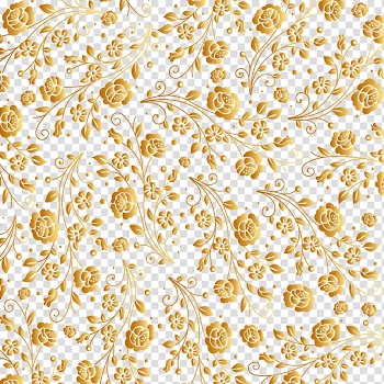 Brown floral template, Motif Pattern, painted gold pattern transparent background PNG clipart
