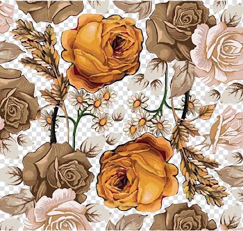 Brown flowers illustration, Paper Flower Paisley Pattern, Hand-painted flowers shading transparent background PNG clipart