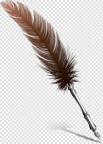 Brown fountain pen illustration, Feather Pen Quill Nib, feather transparent background PNG clipart