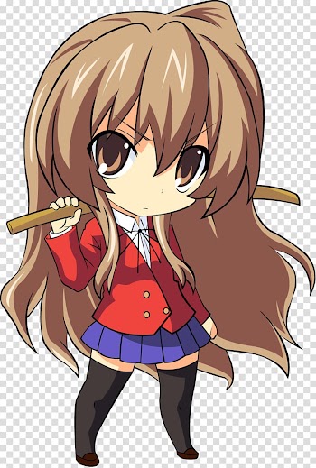 Brown-haired female anime character illustration, Taiga Aisaka Minori Kushieda Toradora! Chibi Anime, Chibi transparent background PNG clipart