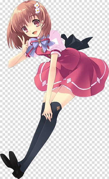 Brown-haired girl anime transparent background PNG clipart