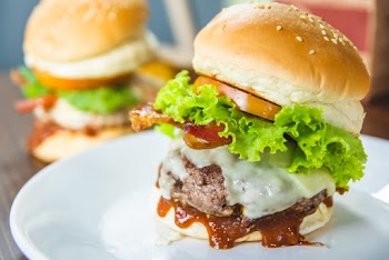 Brown Hamburger in Plate