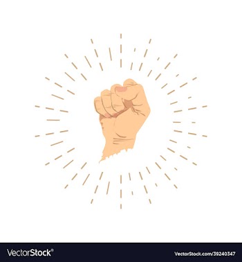 brown hand clenched design with circular lines