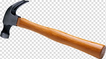 Brown handled claw hammer, Hand Holding Framing Hammer transparent background PNG clipart
