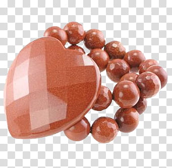 Brown heart-cut pendant beaded accessory in white surface transparent background PNG clipart
