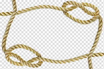Brown knot tie rope illustration, Rope frame Knot, Yellow rope border transparent background PNG clipart