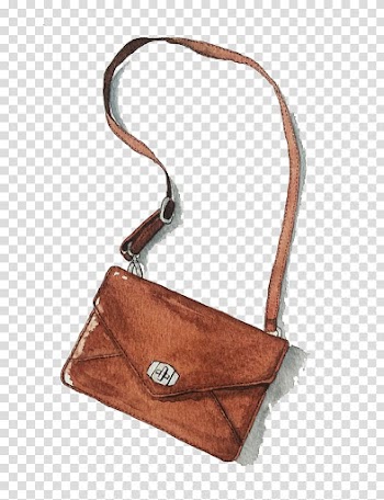 Brown leather crossbody bag, Handbag Watercolor painting, Brown bag transparent background PNG clipart