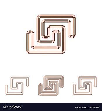Brown line scientific logo design set vector image