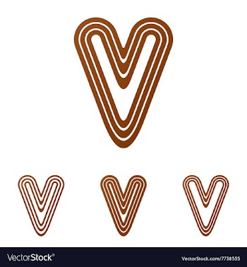 Brown line v logo design set vector image