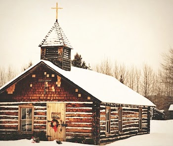 Brown Lodge House Covered in Snow