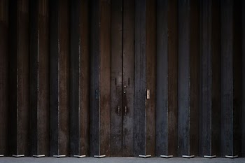brown metal door