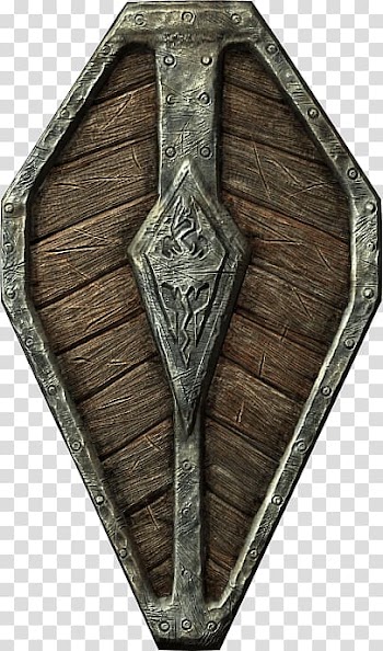 Brown metal framed brown wooden shield art, Elder Scrolls Skyrim Imperial Light Shield transparent background PNG clipart
