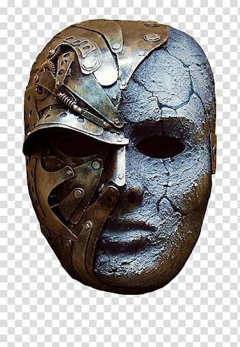 Brown metal half-face mask and concrete head , Mask Masquerade ball Costume Carnival Clothing, mask transparent background PNG clipart