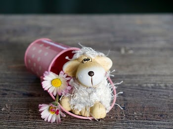 Brown Mouse Toy Beside Pink Basket