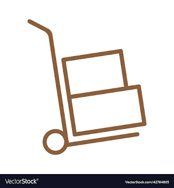 brown moving hand truck line art icon